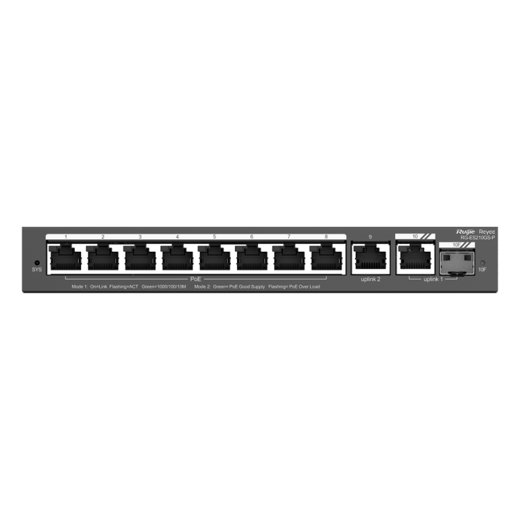 Switch Gestionable, 8 puertos Gigabit PoE 802.3af/at, 120W, x2 UPLINK, 1x SFP