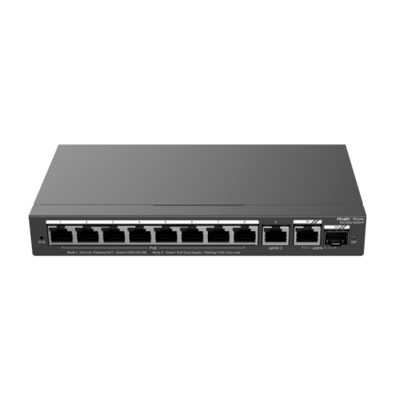 Switch Gestionable, 8 puertos Gigabit PoE 802.3af/at, 120W, x2 UPLINK, 1x SFP
