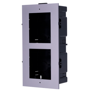 Panel frontal y caja de empotrar, hasta 2 módulo. Específica para videoporteros Hikvision.