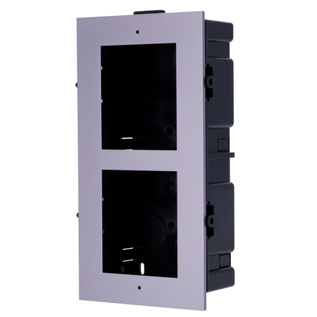 Panel frontal y caja de empotrar, hasta 2 módulo. Específica para videoporteros Hikvision.