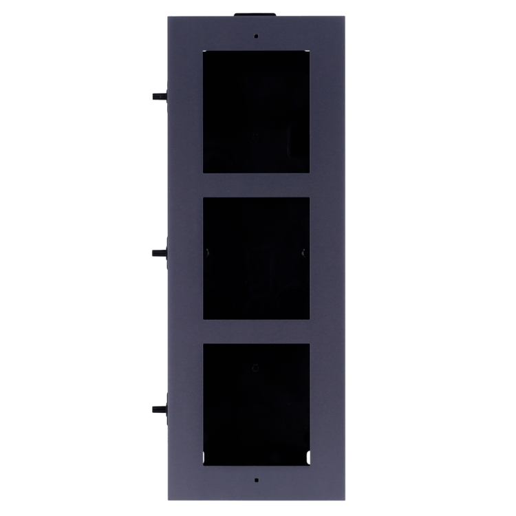 Panel frontal y caja de empotrar, hasta 3 módulos. Específica para videoporteros Hikvision.