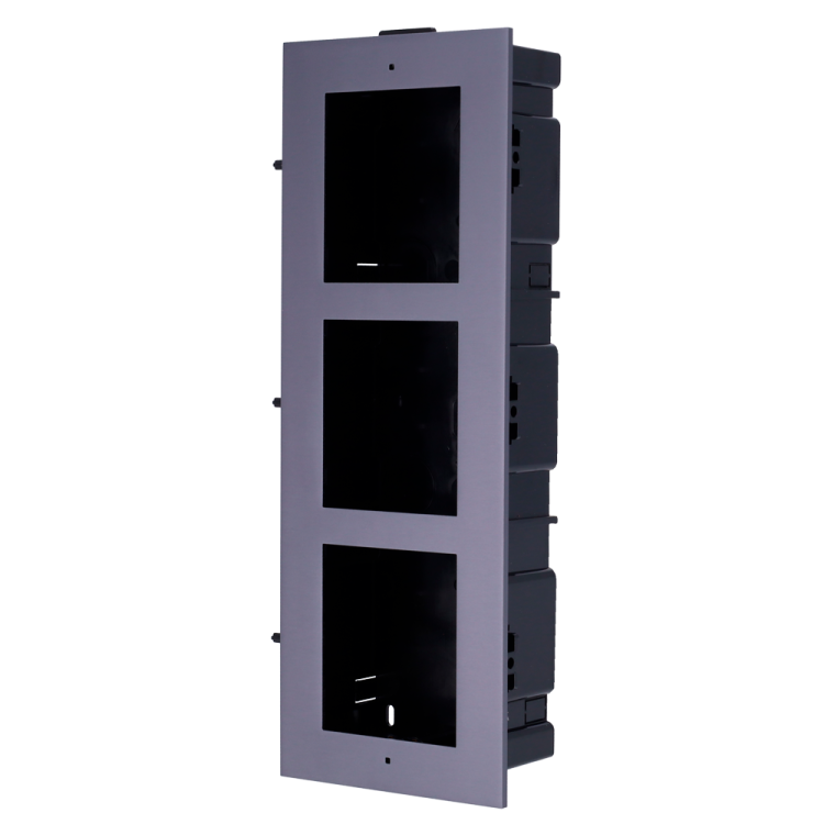 Panel frontal y caja de empotrar, hasta 3 módulos. Específica para videoporteros Hikvision.