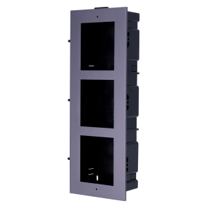 Panel frontal y caja de empotrar, hasta 3 módulos. Específica para videoporteros Hikvision.