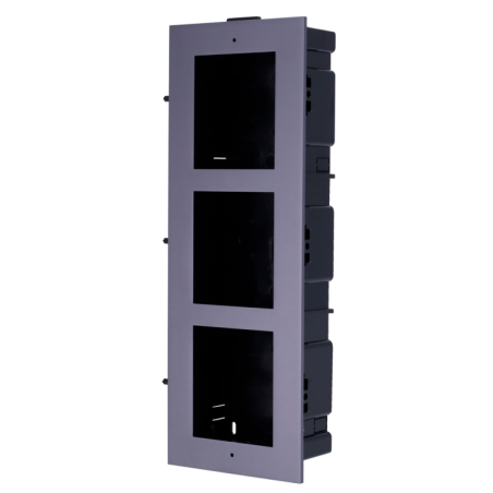Panel frontal y caja de empotrar, hasta 3 módulos. Específica para videoporteros Hikvision.