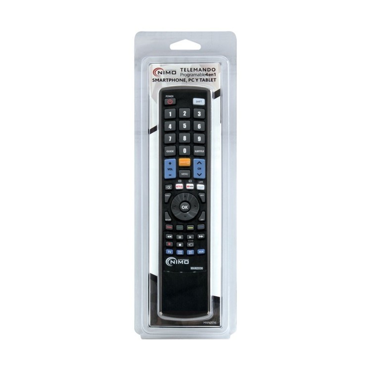 Mando a distancia Nimo MAN2036, programable universal 4 en1. Negro