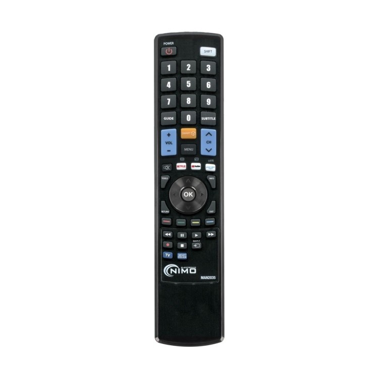 Mando a distancia Nimo MAN2035, programable universal 2 en1. Negro. Deluxe