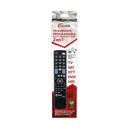 Mando a distancia Nimo MAN2035, programable universal 2 en1. Negro. Deluxe