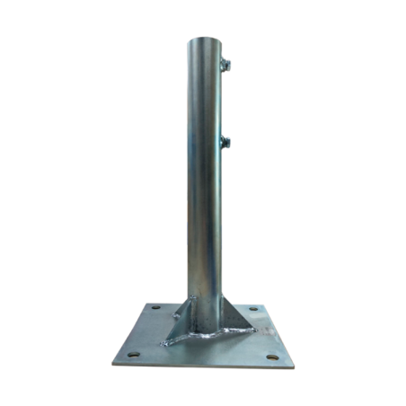 Base de mástiles 50mm,250x250mm. Diámetro tubo 60mm. Longitud 500mm . Fijación a suelo