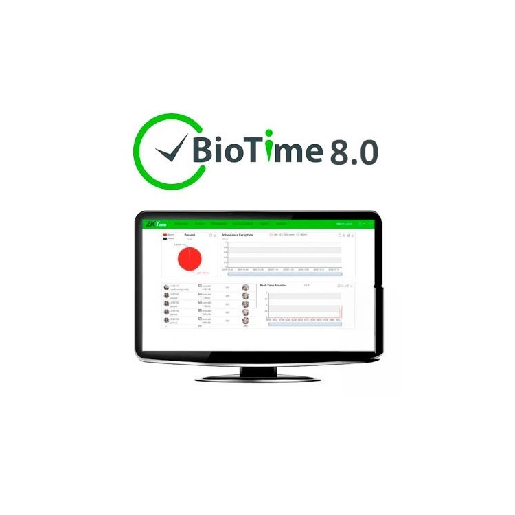 Software control de presencia ZKTeco ZK-BIOTIME8-2 - 2 dispositivos, 100 usuarios, web, GPS