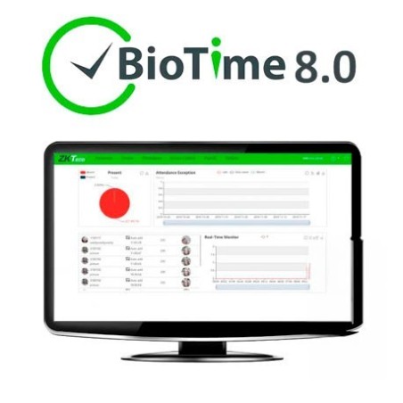 Software control de presencia ZKTeco ZK-BIOTIME8-2 - 2 dispositivos, 100 usuarios, web, GPS