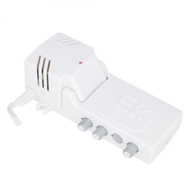 Micro central amplificadora 2 entradas: TER (47-694MHz) / SAT (9502200MHz). Alimentación LNB 13Vdc. Clase A