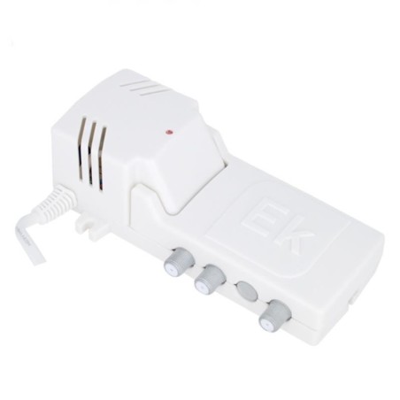 Micro central amplificadora 2 entradas: TER (47-694MHz) / SAT (9502200MHz). Alimentación LNB 13Vdc. Clase A