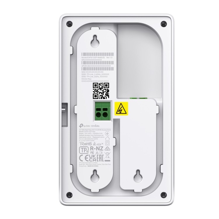 Punto de acceso WiFi 6 AX1800 GPON de pared Omada TP-Link EAP615GP-Wall - GPON, PoE, Gigabit, 20/23 dBm