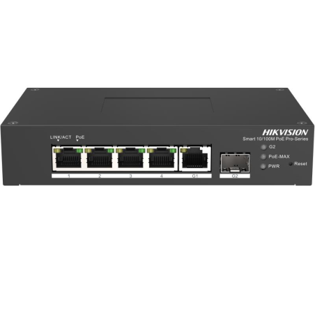 Switch de 4 puertos 10/100 POE/POE+  65W + x1gb UPLINK + x1 SFP, Industrial. Carril DIN
