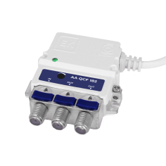 Micro amplificador Ekselans AA QCF 182 - 17 dB, 2 salidas 110 dBµV, QuiCoax con conector F