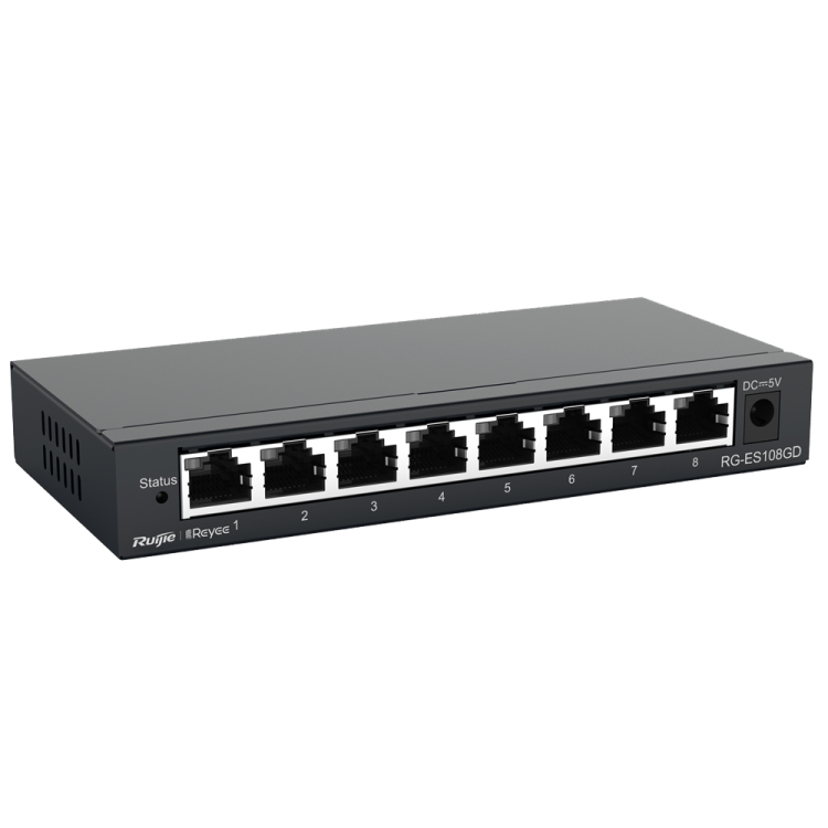 Switch No gestionable, 8 puertos Gigabit, Sobremesa