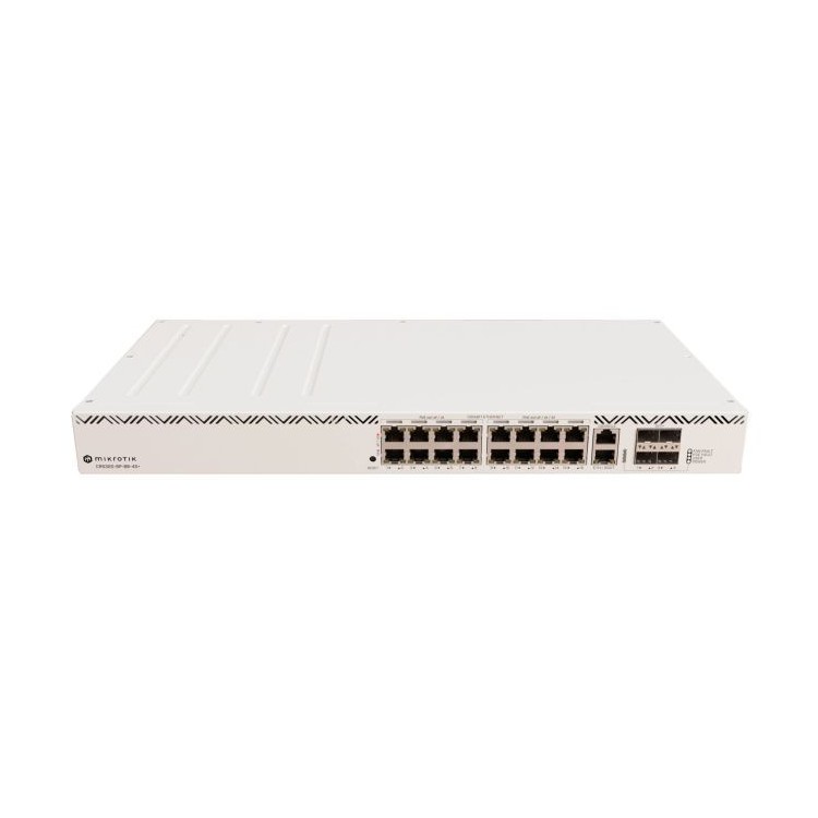 Cloud Router Switch x17Gb (x16 POE (600W), x4 SFP+, RouterOS / SwitchOS, Level 5. Rack