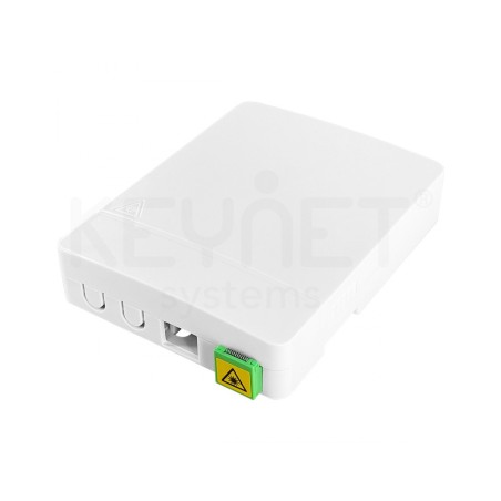 Roseta superficie F.O con cassette interno, 1x pigtail SC/APC, 1x adaptador SC/APC (capacidad x2 SC)