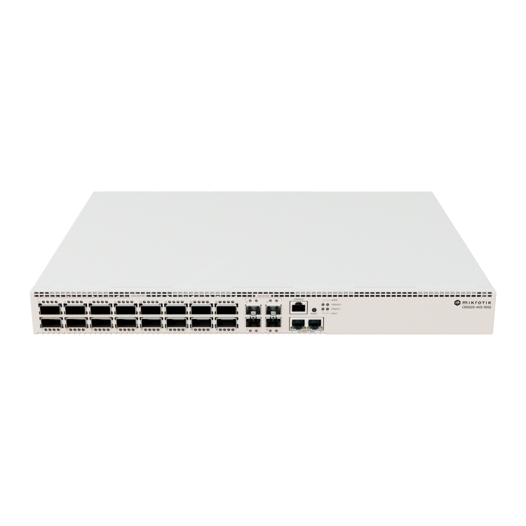Switch MikroTik CRS520-4XS-16XQ - 4×SFP28 25G, 16×QSFP28 100G, CPU ARM64 4 núcleos, RouterOS L6, 2×PSU