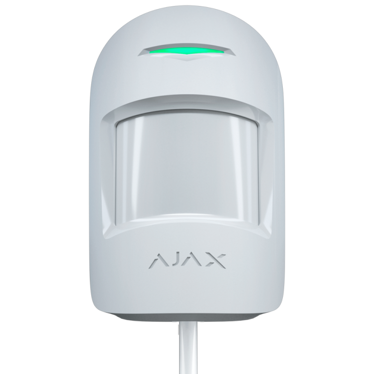 Detector PIR cableado Ajax FIBRA-MOTIONPROTECT-W - Fibra, 12m, antimascotas, Grado 2. Blanco