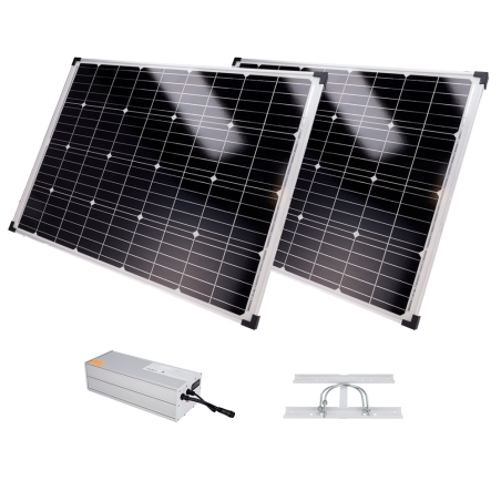 Kit Solar, 2x panel 150W, Bateria LiFePo 1920Wh (150Ah). Salida 12/24Vdc. 80W