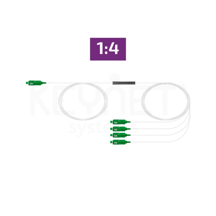 Splitter óptico mini 1x4 fibra ajustada con. SC/APC 2mt/1,5mt