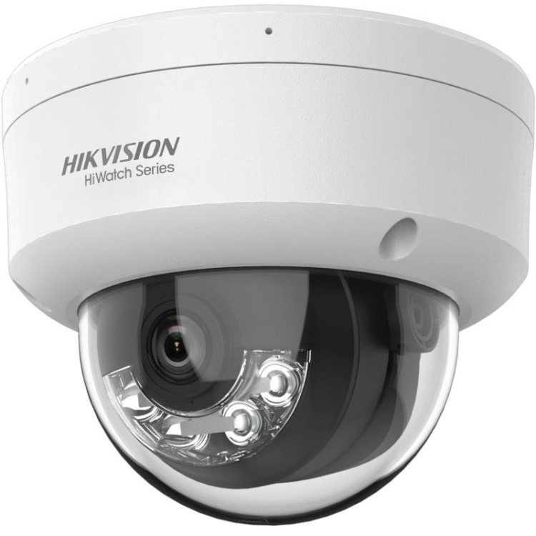 Cámara IP domo HiWatch HWI-D180HA-LU - 8 MP, luz híbrida, audio, PoE