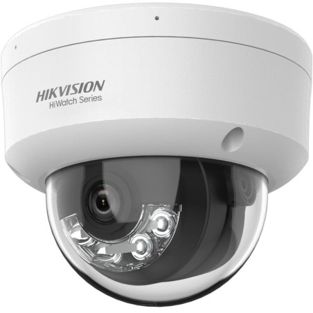 Cámara IP domo HiWatch HWI-D180HA-LU - 8 MP, luz híbrida, audio, PoE