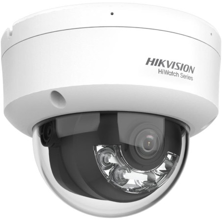 Cámara IP domo HiWatch HWI-D180HA-LU - 8 MP, luz híbrida, audio, PoE