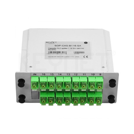Splitter óptico 1x16 SC/APC, G657A1, 1.5 metros, formato cassette