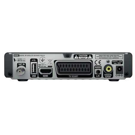 Receptor SAT (S2), FULL HD, H.264. 1 USB, 1 SCART, PVR, 1 audio L/R, S/PDIF. Con opción PVR y control parental.