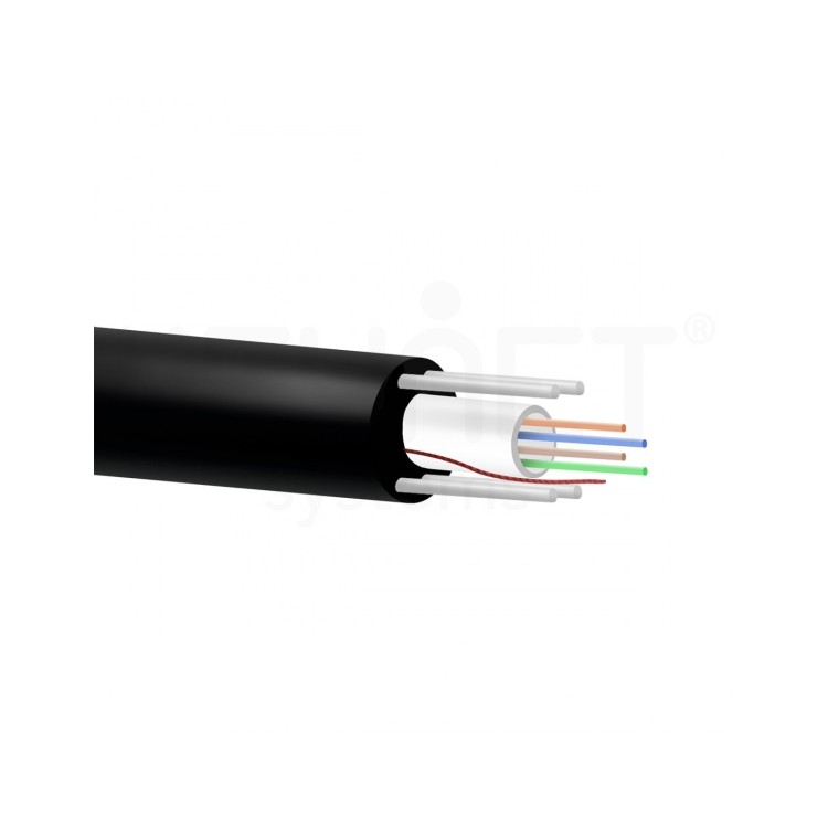 Cable fibra óptica Keynet F3B-04HA-FP4S08W20N - 4 fibras SM G657A2, monotubo HDPE, 2+2 FRP, aéreo ADSS 80m
