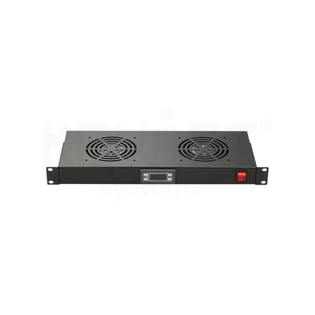 Unidad de 2 ventiladores para rack 19". Compatibilidad universal, Switch ON/OFF, Termostato.