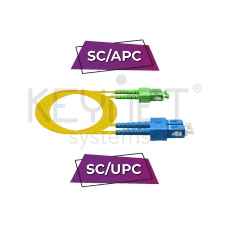Latiguillo híbrido Monomodo SM duplex SC/APC-SC/UPC de 3 metros. Amarillo