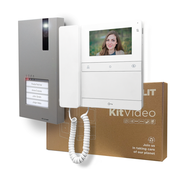 Kit videoportero Comelit CR7461M - Quadra + Chronos, 2 hilos SIMPLEBUS 2