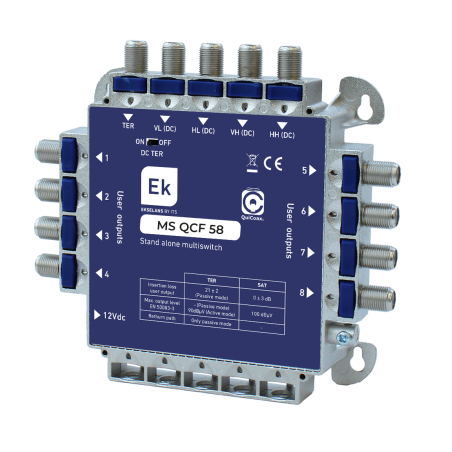 Multiswitch Final de Cascada/estrella. 5 entradas (4 SAT + 1 TER) 8 salidas usuario.