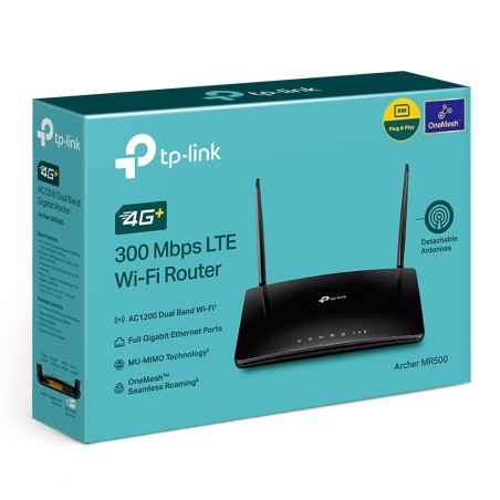 Router 4G+ TP-Link Archer MR500 - Cat6 LTE, Wi-Fi AC1200, 4xGigabit, OneMesh, VPN