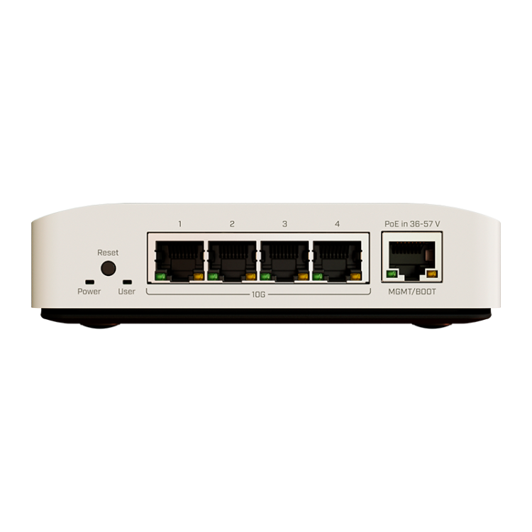Cloud Router 2 Core, 512Mhz, 32Mb RAM, x1 Gb, x4 1G/2.5G/5G/10G, RouterOS v7. Level 5
