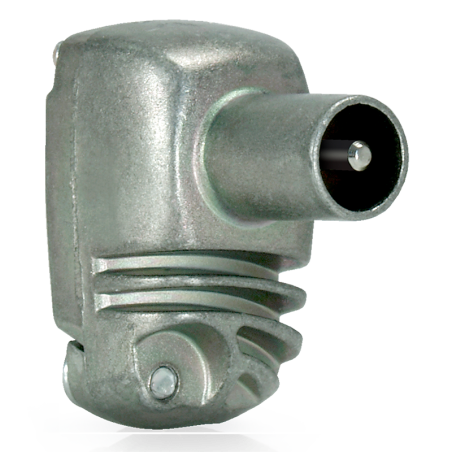 Conector PRO Easy F, "CEI", Acodado blindado, Macho. Zamak. Clase A+