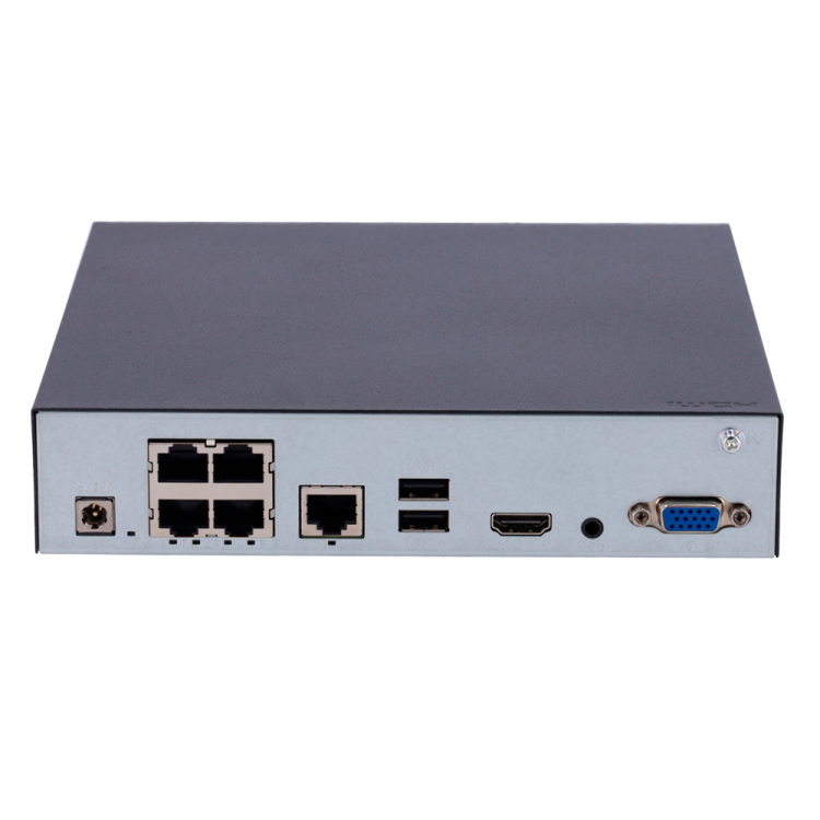 NVR 4ch IP PoE hasta 6Mpx, 64Mbps, UltraH.265, 1 HDD