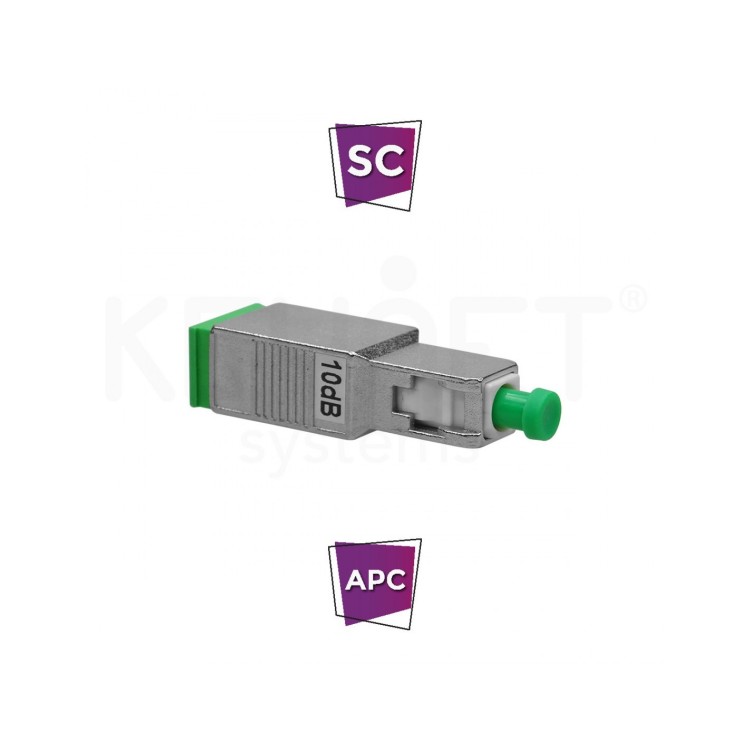 Atenuador óptico SC H-M APC SM, metálico, 10dB