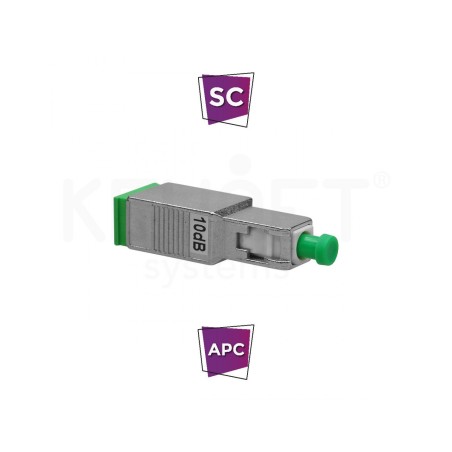 Atenuador óptico SC H-M APC SM, metálico, 10dB