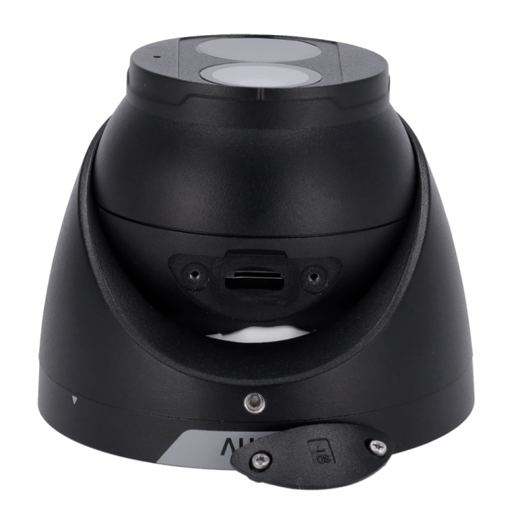 Cámara IP domo, 8Mpx, IR 30mts, lente 2.8mm, UltraH265, PoE802,3af, IP67, Active Deterrence. Negra