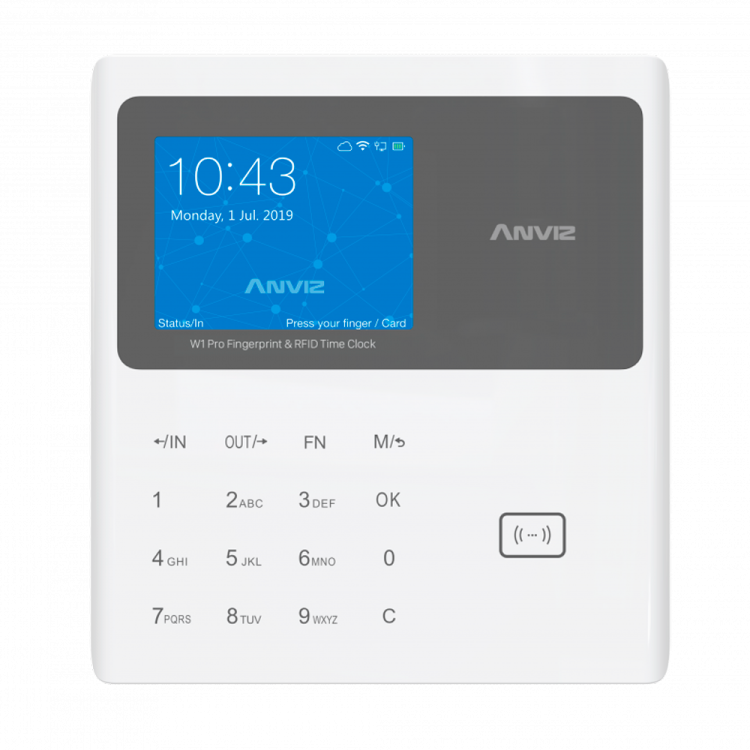 Anviz W1C-Pro Control de presencia para registro horario por tarjeta o codigo