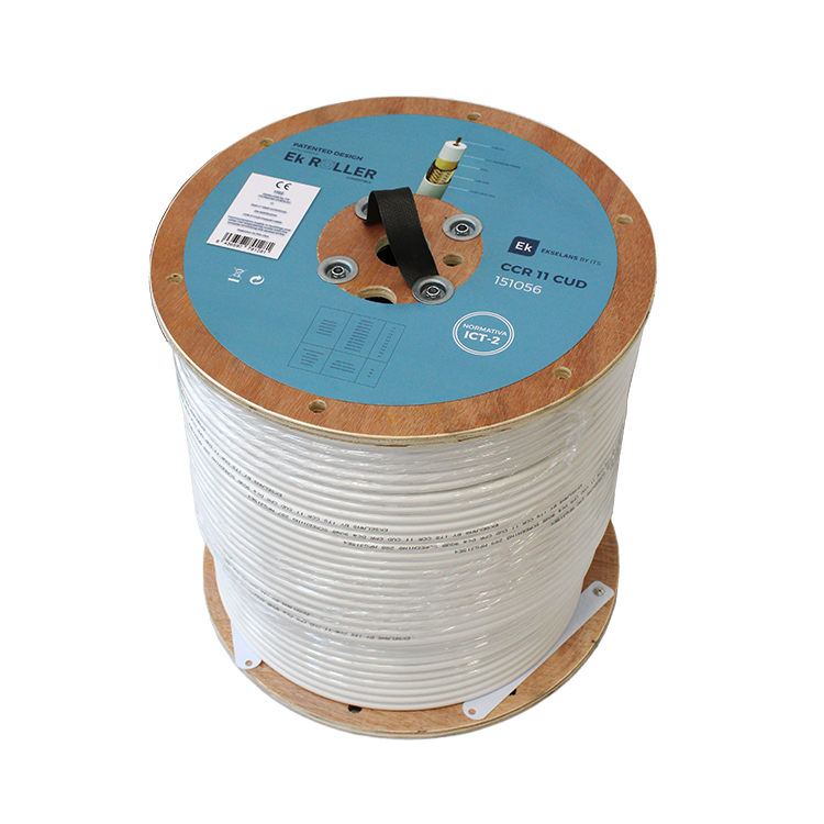 Cable coaxial EKSELANS CCR 11 CU D - 300 m, cobre, Clase A, LSZH, blanco