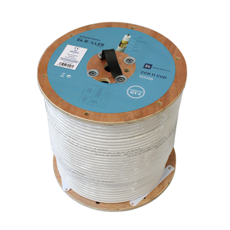 Cable coaxial EKSELANS CCR 11 CU D - 300 m, cobre, Clase A, LSZH, blanco