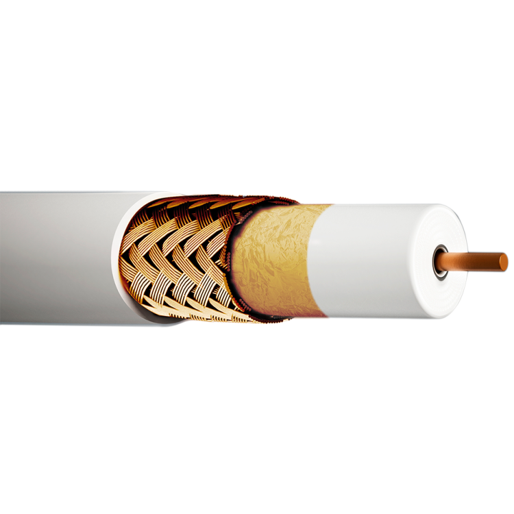 Cable coaxial cobre 10.3mm, dielectro de 1,63mm, 11.9dB a 860Mhz. Lámina de cobre + poliéster. CPR-DCA, 300 mts