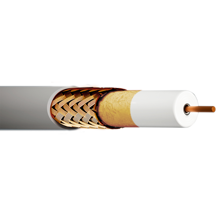 Cable coaxial cobre 6,8mm. Conductor interno CU 1,13mm. Atenuación: 17,4/28,4dB (862/2150MHz). Color Gris