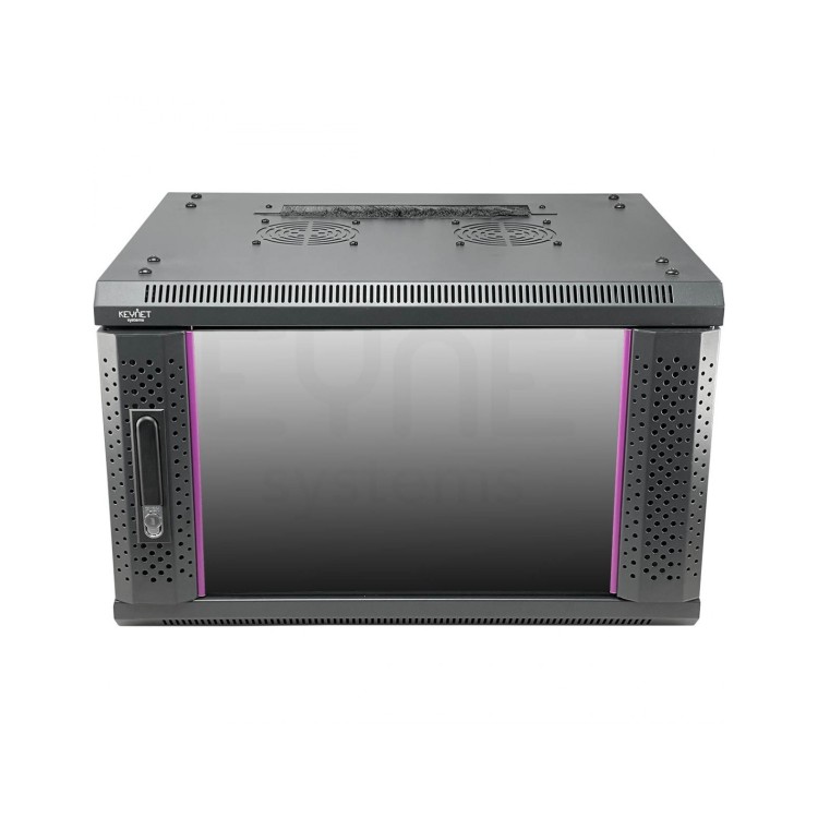Armario rack mural 19" Keynet FR6-C0964-GS - 9U, 600x450x480mm, puerta cristal, montado