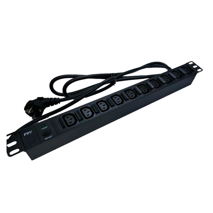 Regleta para Racks de 19", 16A, x10 IEC + fusible + indicador Luminoso